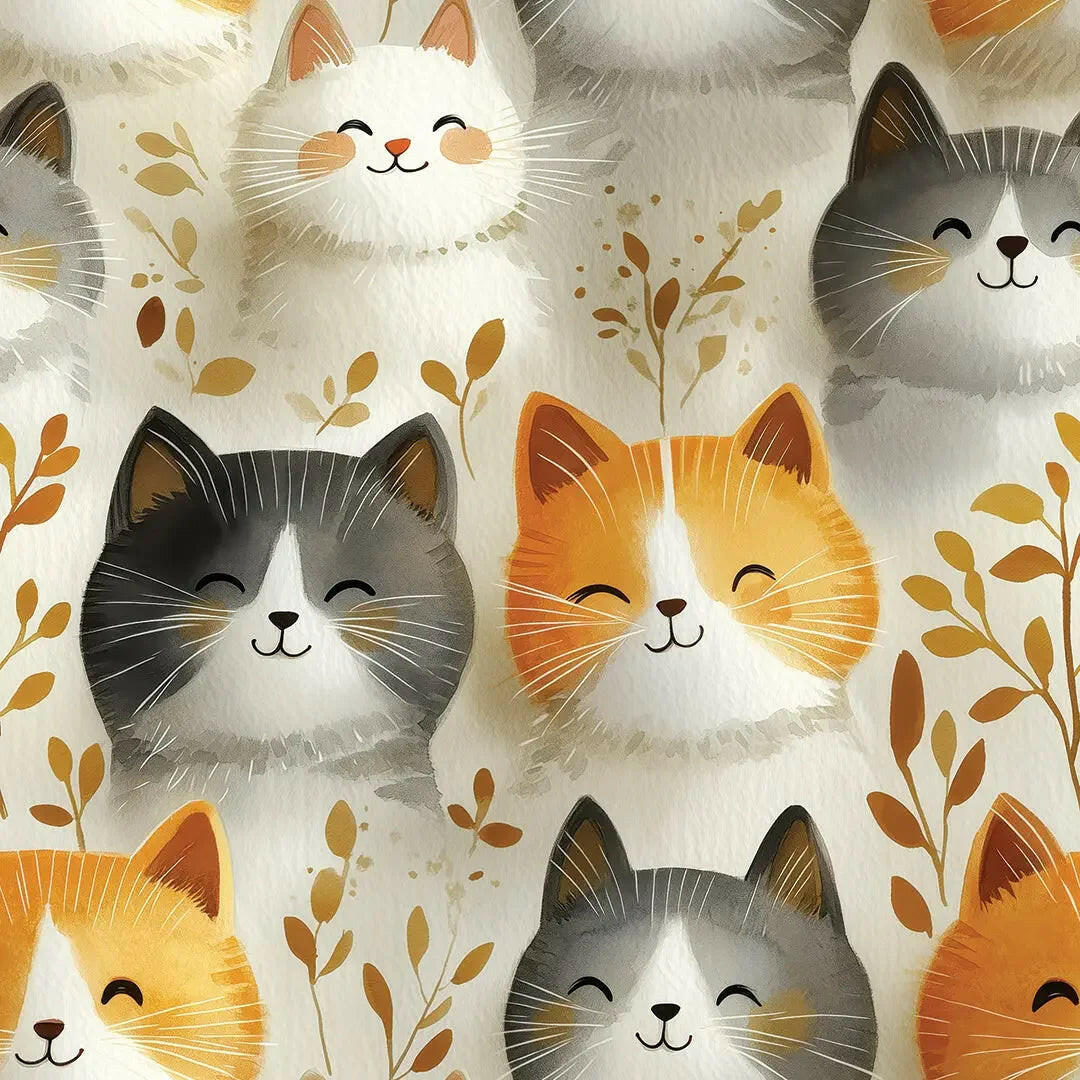 Whispering Whiskers & Leaves Wallpaper - WallCreatives